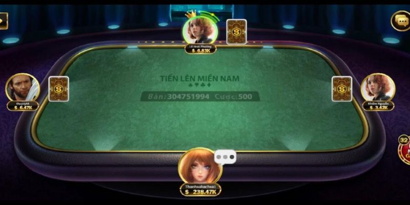Bàn chơi Tiến lên miền Nam gồm có 4 người